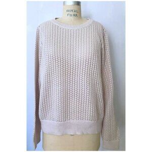 LOFT DUSTY MAUVE POINTELLE KNIT LONG SLEEVE SWEATER XL NWT